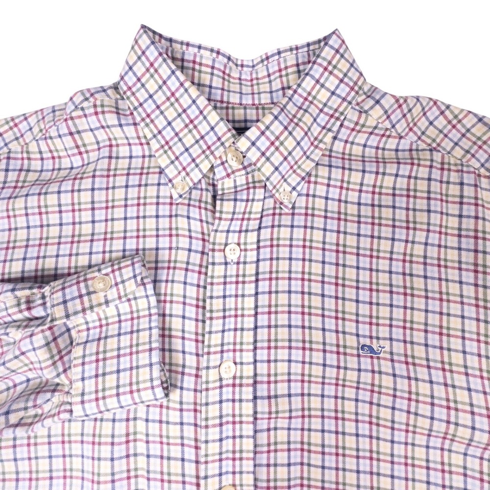 Vineyard Vines Shirt Mens Medium Blue Plaid Flannel Button Down‎ Casual Dress